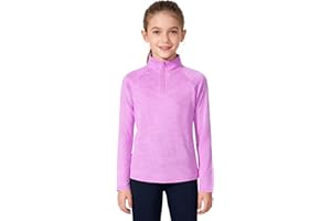 ZUEMET Girls Long Sleeve Shirts Quick Dry Athletic Tops Quarter Zip Pullover Kids Teens Sportswear for Golf Yoga Tennis 5-14 Years