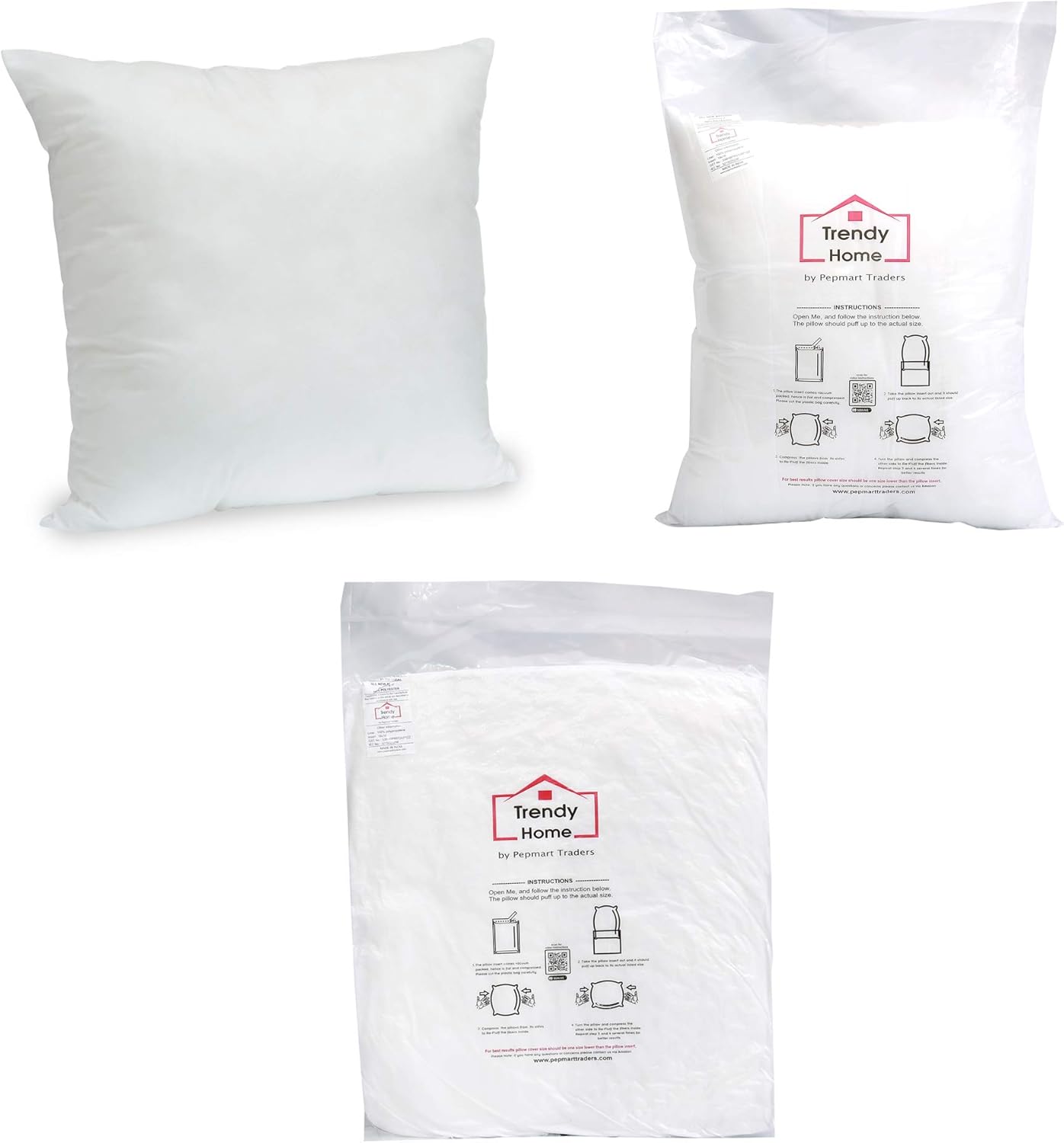 Trendy Home 18x18 Premium Hypoallergenic Stuffer Home Office Decorative Throw Pillow Insert, Standard/White 18x18(4pack): Home & Kitchen