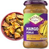 Patak&rsquo;s Medium Mango Pickle - Authentic Indian Relish with Mango Chunks &amp; Aromatic Spices - Perfect with Naan, Pappadum, Sandwiches &amp; Salads - Vegan Spicy Pickle - 10oz Jar (Pack of 1)