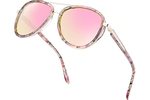 BIRCEN Polarized Sunglasses for Women UV - Protection Womens Retro Mirrored Shades with Acetate Frame BC2001