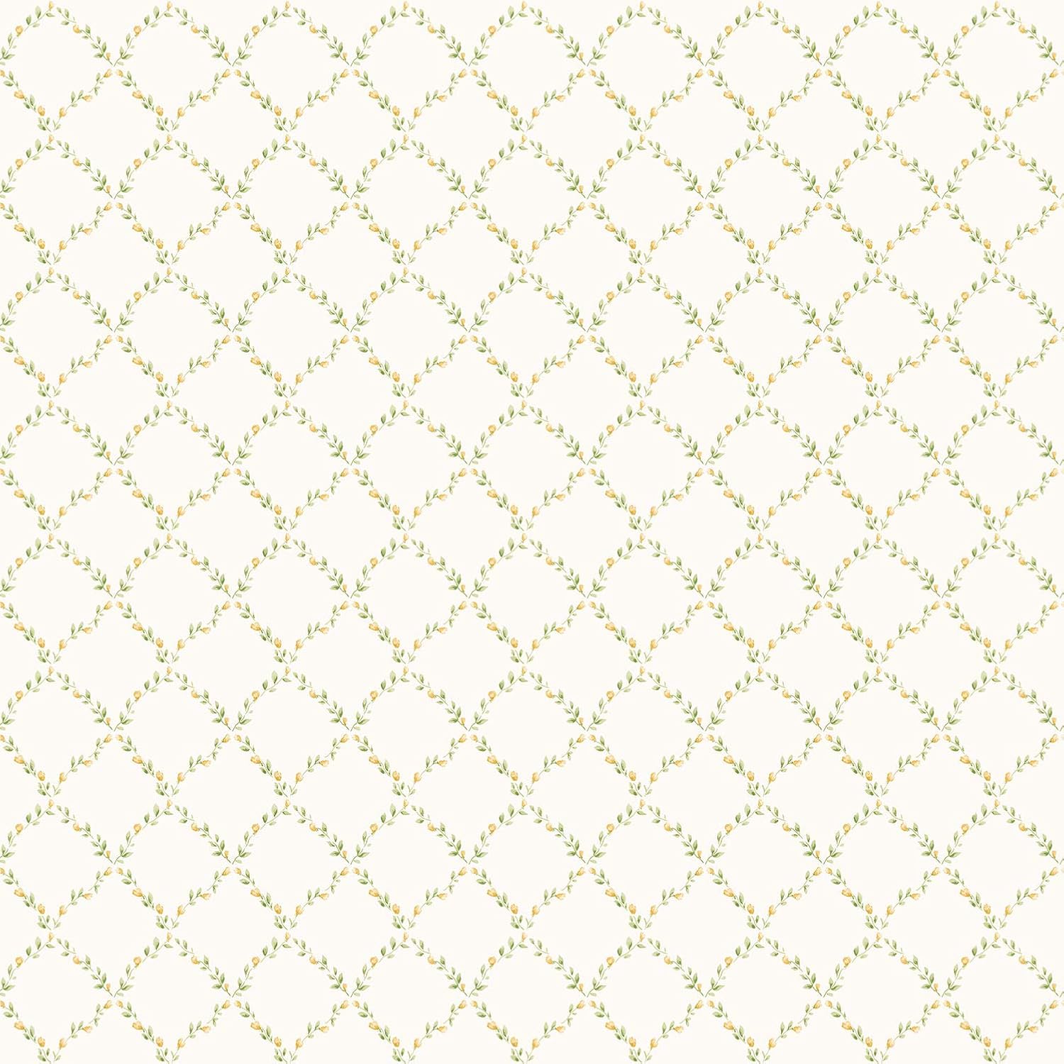 Galerie G67907 Miniatures 2 Miniatures 2 Rose Trellis Design Wallpaper, Yellow/White, 10m x 53cm