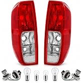 Tail Light Assembly Pair for 2005-2021 Nissan Frontier and 2009-2012 Suzuki Equator, Driver and Passenger Side Replacement, Halogen Rear Lamps, Red Lens