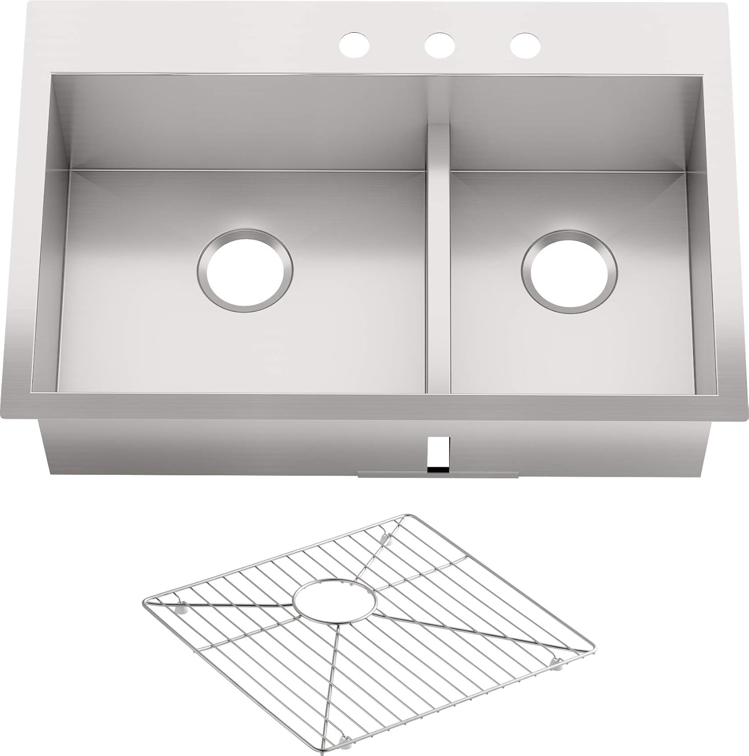 9 Inch Bowl KOHLER Vault 33 DoubleBowl Offset 18Gauge Stainless Steel