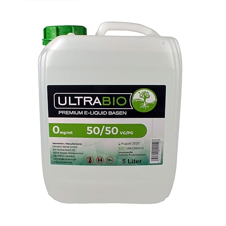 Ultrabio Deutsche Basen 5000ml 5L 50/50 (50% PG / 50% VG) e liquid Base ohne Nikotin