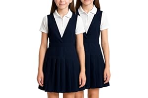dELiA*s Girls School Uniforms - 2 Pack Pleated Twill Jumper with Double Buckle, Short Sleeve Uniform Dresses for Girls (4-16)