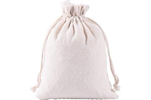 VIAMTO Sansam Cotton Muslin Drawstring Gift Bags, 10pcs 6x8'' Large Reusable Thicken Natural Cotton Sachet Bags for Spice, Jewellery and Crafts, Cheesecloth Brew for Straining Herbs