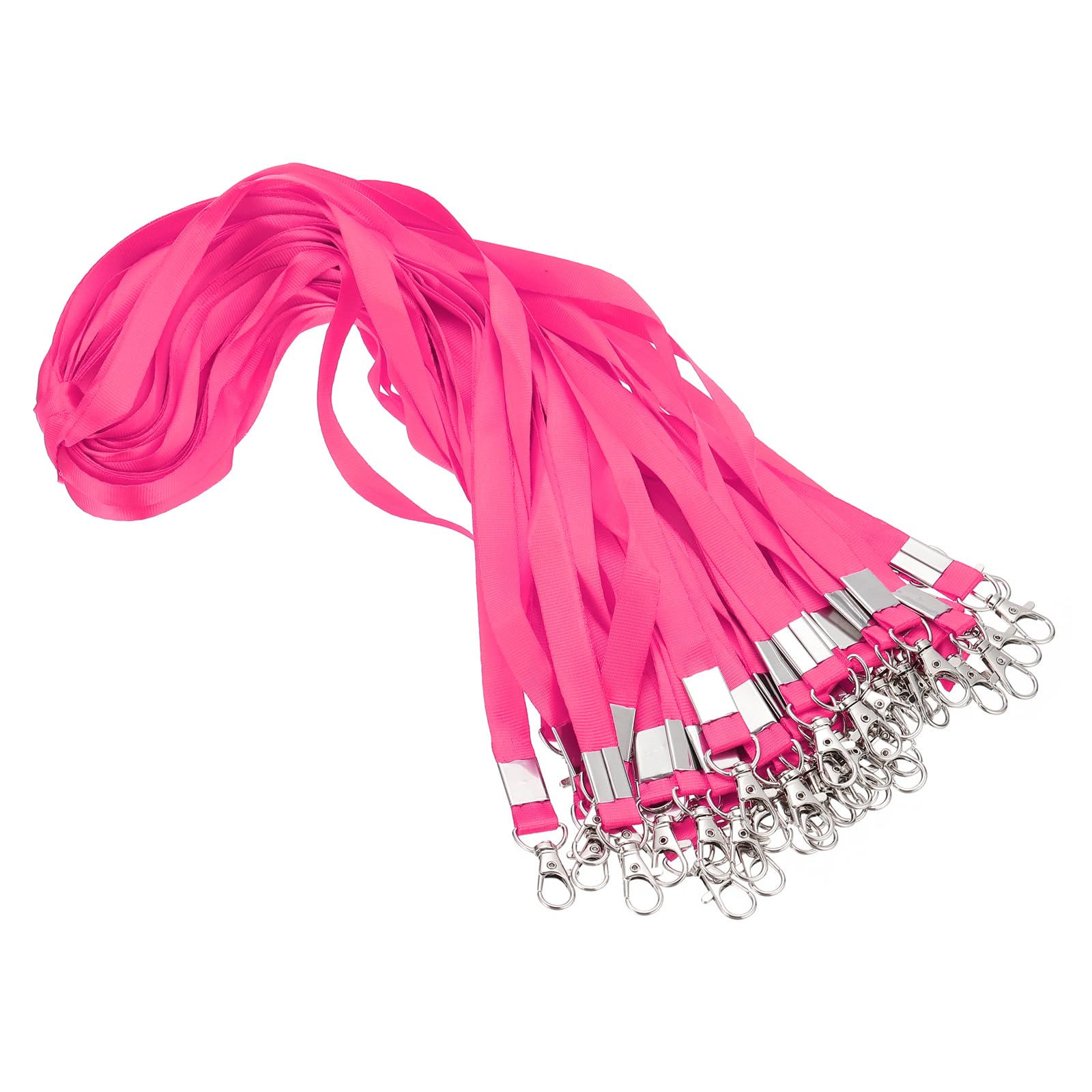 PATIKIL 48cm Lanyards Bulk, 50pcs Teacher Lanyards for ID Badges Keys Badge Lanyard Durable Personalized with Clip for ID Card, Hot Pink