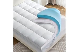 4 lnch Dual Layer Mattress Topper Queen Size, 2 Inch Cooling Gel Memory Foam and 2 Inch Soft Pillow Top Mattress Pad Cover fo
