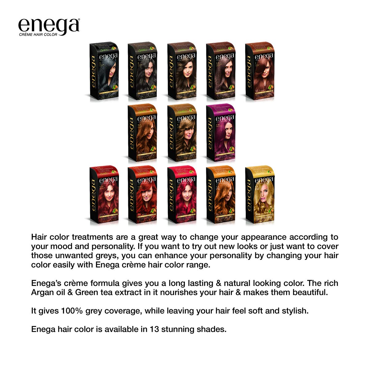 Buy Prem Green Enega Permanent Cream Hair Color With Argan Oil And