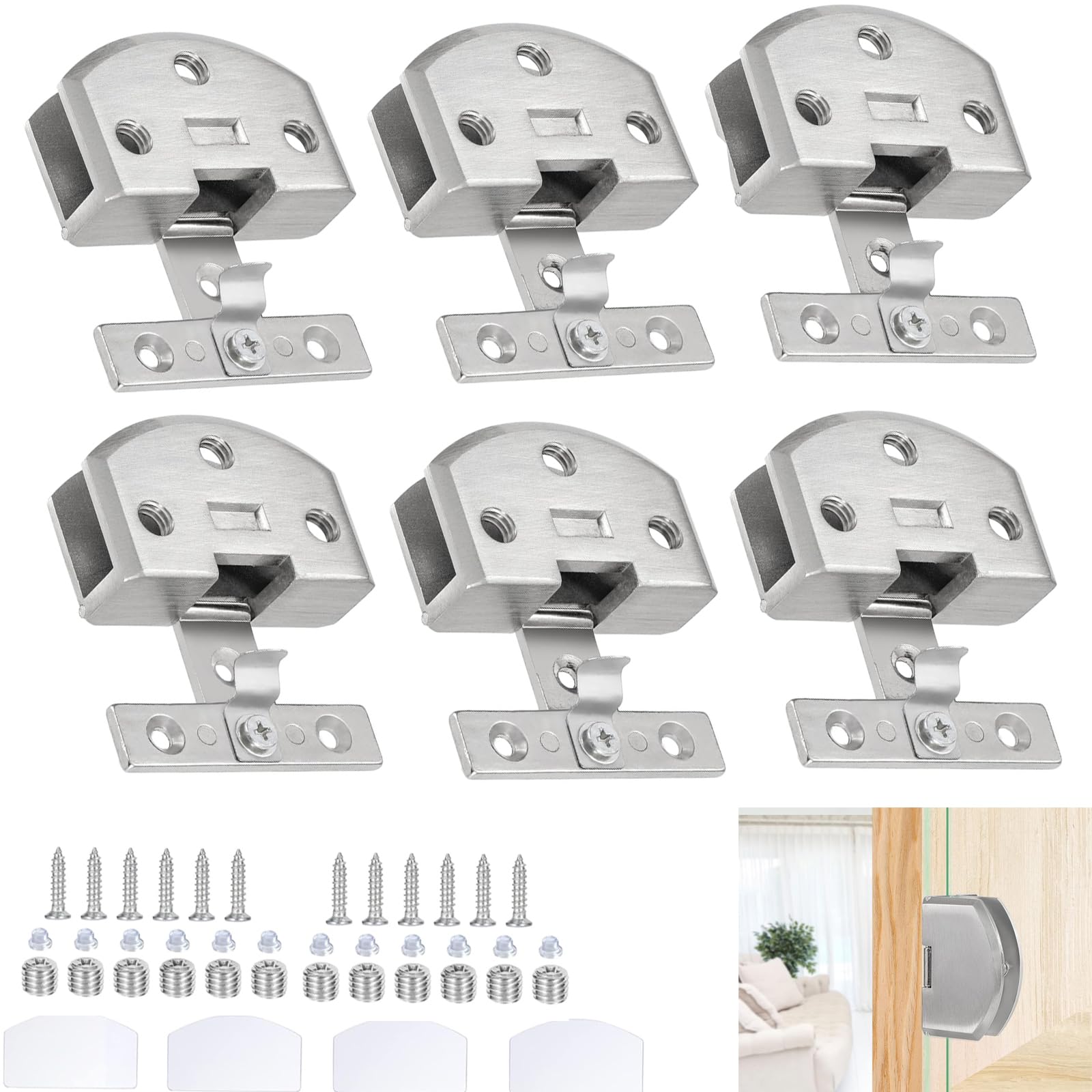 Cokritsm Glass Hinges Cabinet Door Hinge for 5-7mm Thick Glass Zinc Alloy Hinge Cabinet Display Cabinet Wine Cabinet Clip Door Hinge Replacement Parts Sliver 6PCS