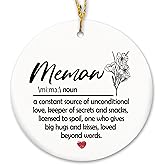 shiviody Memaw Gifts Ornament, Grandma Gifts from Grandchildren, Mothers Day Grandmother Birthday Gift, Thank You Gift for Grandma,Memaw Definition Decoration Ceramic Hanging Ornament