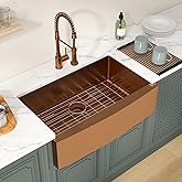 Lordear 33 inch Apron-Front Copper Tone Bronze Farm Sink - Deep Single Bowl Basin