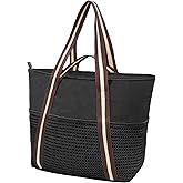 lifwimner Beach Tote Bag Waterproof Sandproof Mesh Swiming Pool Bag with Zipper for Summer Vacation