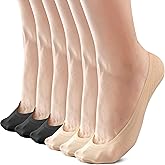 Sofier No Show Socks Womens, Non Slip Ultra Low Cut 6 Pairs Thin Silky Footies Cotton Sole Invisible Socks Flats Loafers