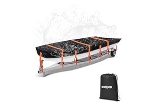 NEVERLAND Jon Boat Cover 14ft - 16 ft Heavy Duty Jon Boat Waterproof Trailerable Jon Boat Covers with Windproof Straps, Fits 16ft Long and Beam Width up to 75 inches, Black