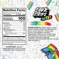 Sour Strips Sour Candy Bites, Rainbow Resealable