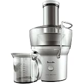 Breville BJE200XL Juice Fountain Compact Centrifugal Machine, Silver | Juice whole produce quietly with juicer's 3 in wide chute | Space-saving design for small kitchens | 25 fl oz capacity