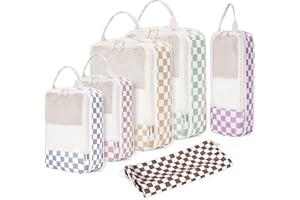 Narwey 6 Set Compression Packing Cubes for Travel Kids Women Carry on, Packing Organizers Bag for Backpack Luggage Suitcase Duffle Bags