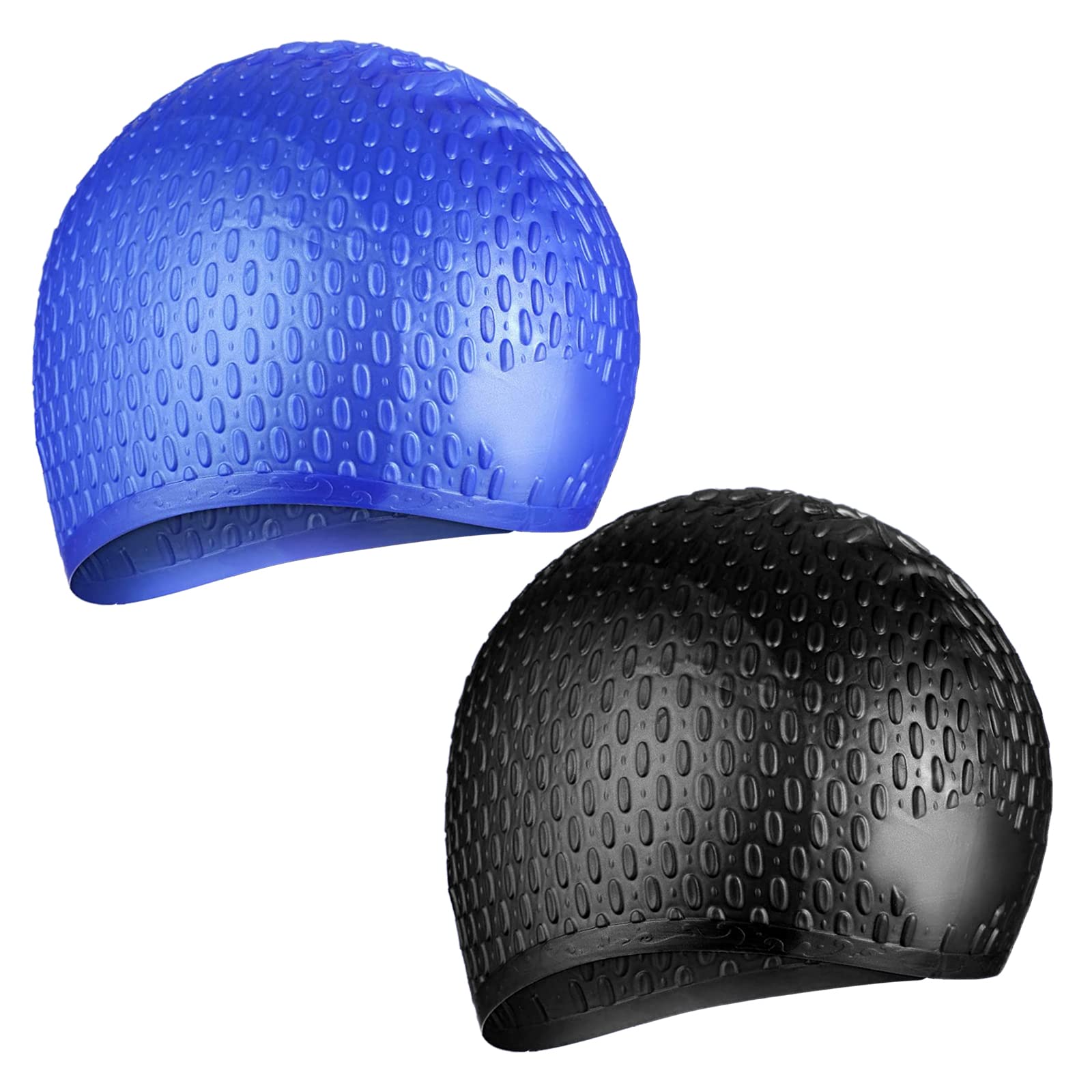 Silicone Swimming Caps, 2 PCS Adult Swim Hat Keep Hair Dry Waterproof Swim Caps Bathing Caps for Men Women Ladies Wrap Ears Fit Head Comfortable for Long Hair and Short Hair