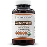 Secrets of the Tribe Ashwagandha USDA Organic Capsules | Certified Organic Vegetarian Capsules, Herbal Dietary Supplement | Withania somnifera Dried Root (120 Count)