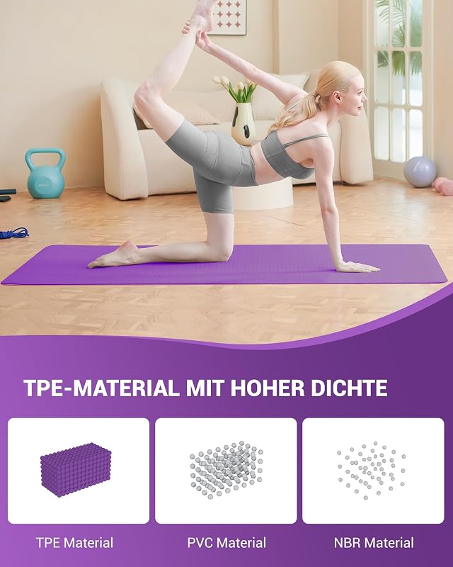 Yoga Matte Yogamatte Rutschfest TPE 183x61x0,6cm — Foto 3 von 7
