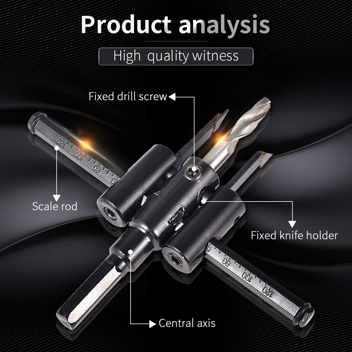 KATUR 30mm to 120mm Adjustable Circle Hole Cutter Adjustable Plane Type Metal Wood Circle Cutter Kit Wood Drywall Drill Bit Saw Round Cutting(30-120mm) - Image 4