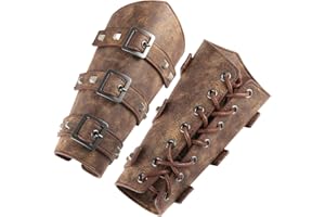 HZMAN Adults Faux Leather Arm Guards - Medieval Belt Leather Buckle Bracers - One Size - Leather Armband Pair