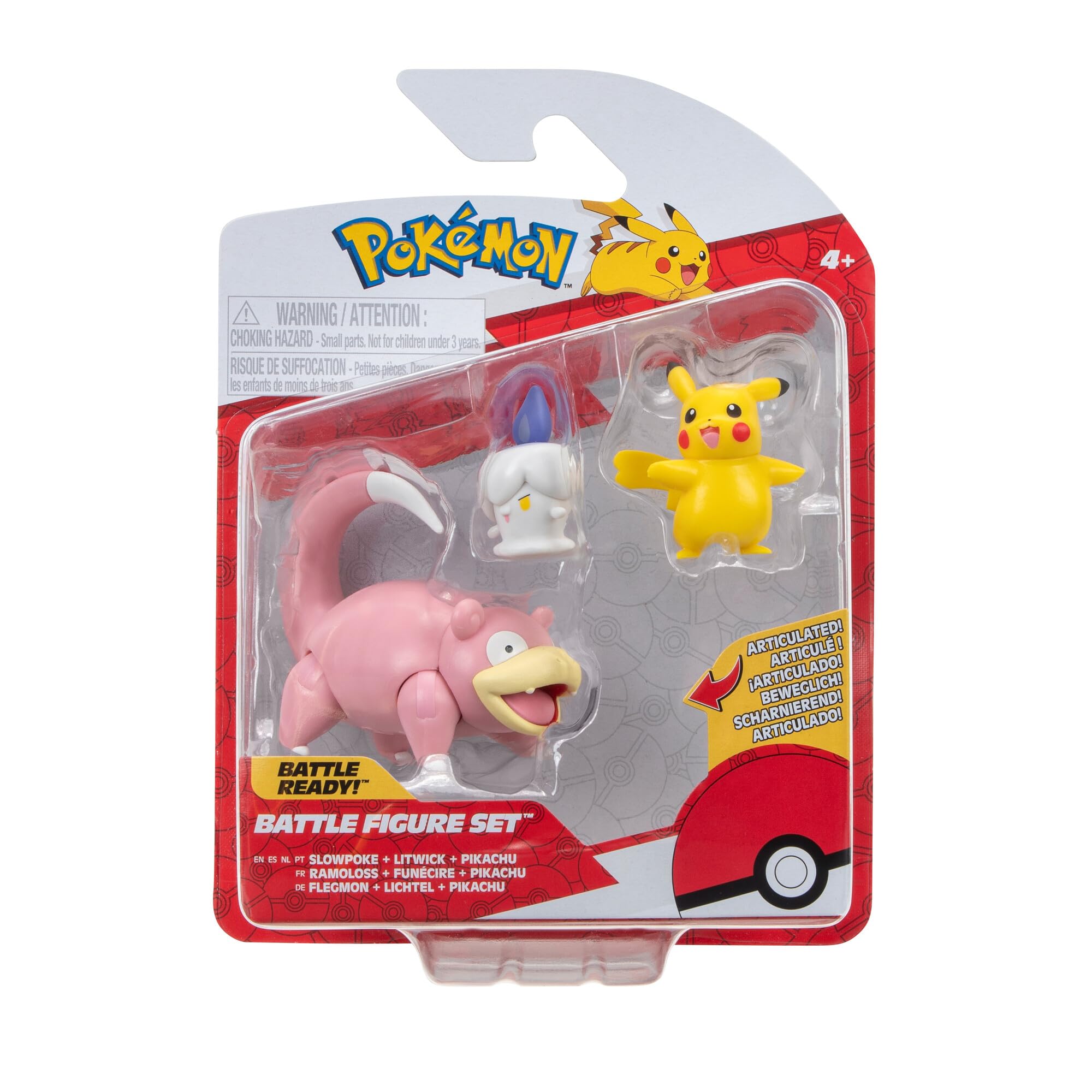 Pokémon Battle Figure 3 Pack - Features 2-Inch Pikachu and Litwick and 3-Inch Slowpoke Battle Figures