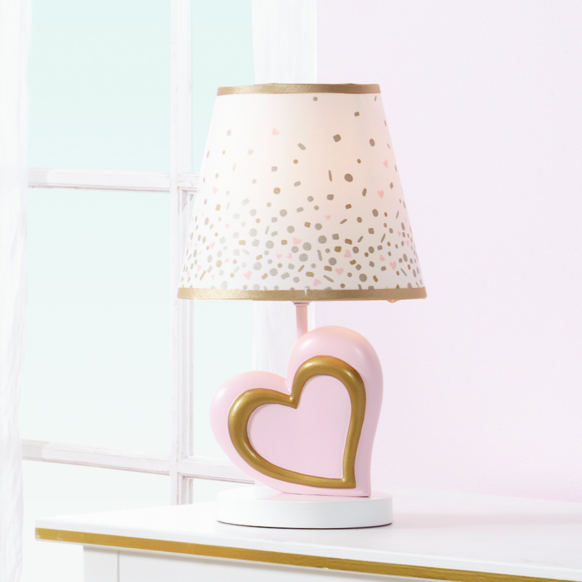 Lambs Ivy Confetti Heart Lamp with Shade Bulb, Pink/Gold eBay