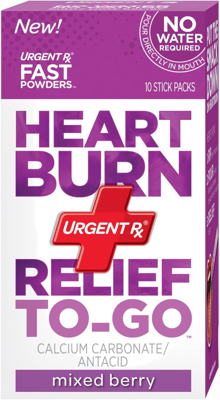 UrgentRx Heartburn Relief to Go Powder, 10 Sticks