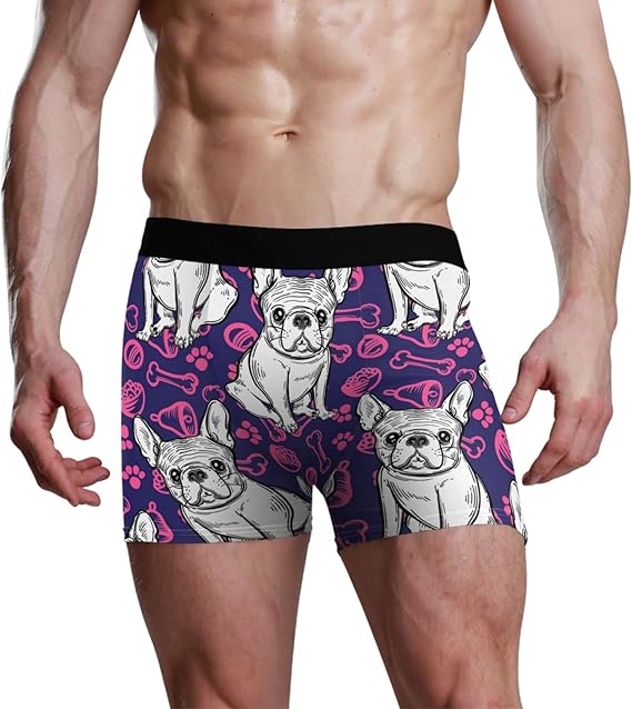 Naivey Mens Boxer Briefs Bulldog Bone Footprints