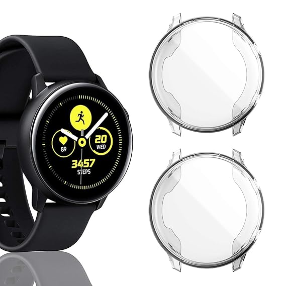 [2 Pack] Screen Protector Case for Samsung Galaxy Watch Active 40mm, All-Around TPU Anti-Scratch Flexible Case Soft Protective Bumper Cover for ...
