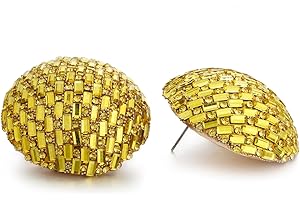 RUOFFETA Large Disco Ball Earrings, Sparkly Half-Ball Earrings for Women 60s 70s Outfits Costume Accessories