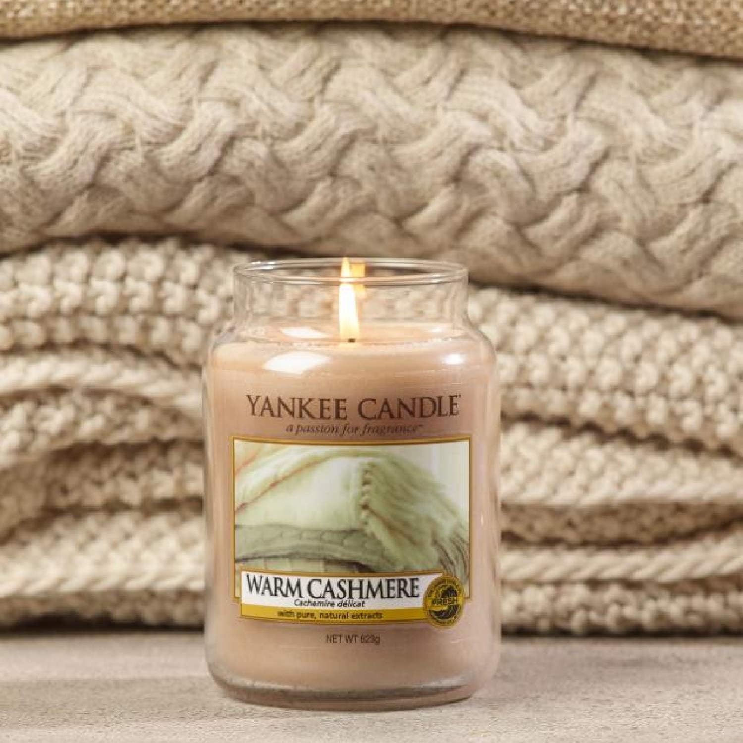 Yankee Candle Scented Candle Warm Cashmere Large Jar Candle Burn Time Up to 150 Hours