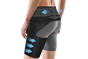 SOLOEVER Hip Brace for Women & Men, Sciatica Pain Relief Devices, Adjustable Compression Wrap Support for Arthritis, Pulled Thigh, Hip Fleхоr Strain, Groin Injury, Hamstring Pull (Black, Left)