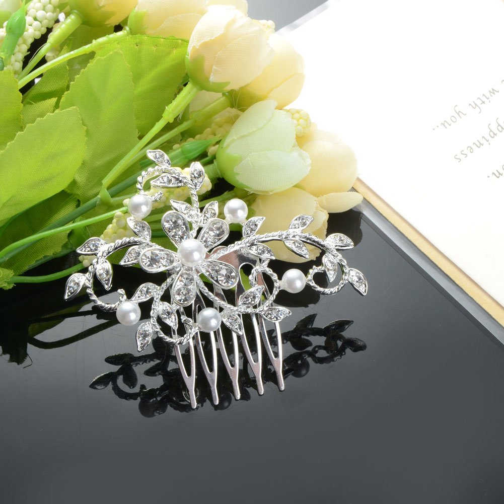 Gentlecarin Vintage Bling Crystal Hair Comb for Women Princess Luxury Style (Y0N7)