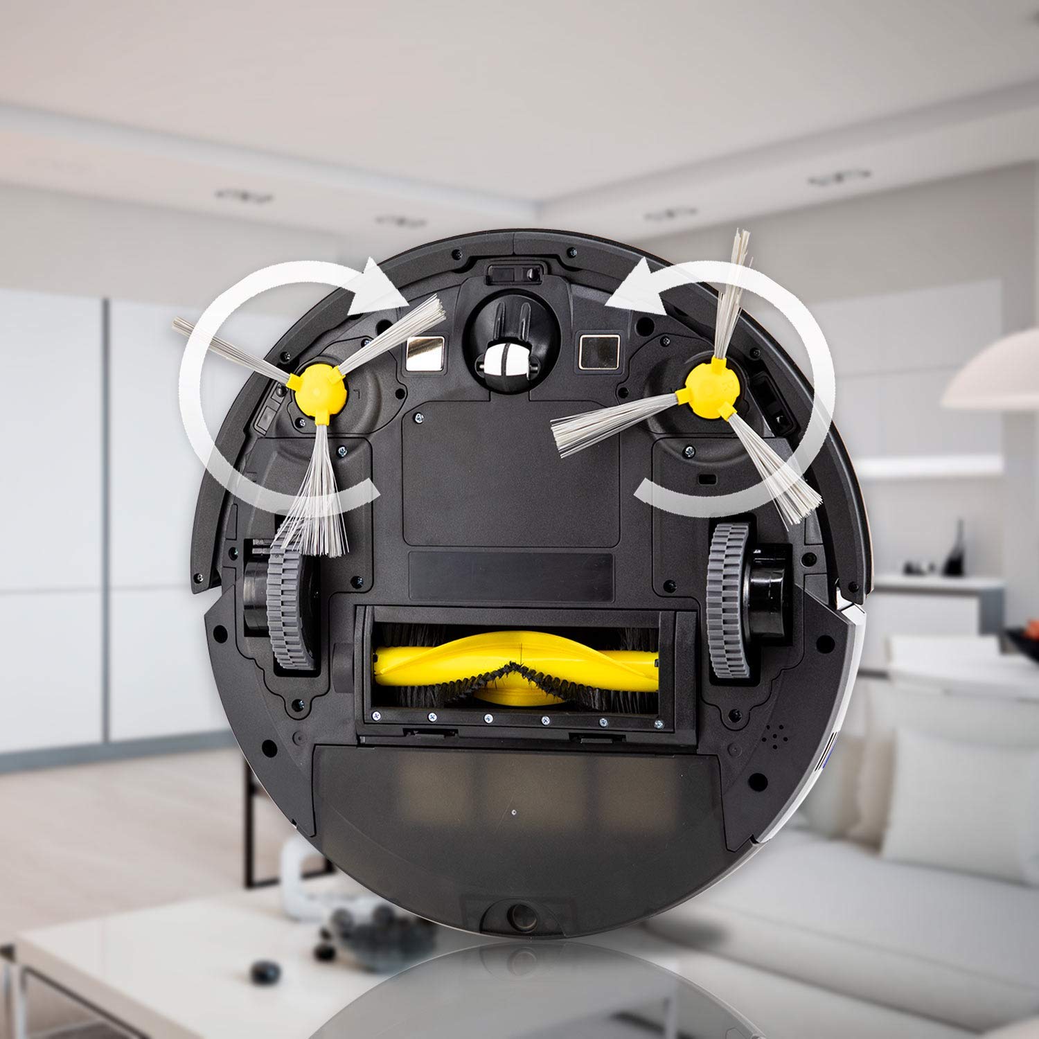 Rozi Robot Vacuum Cleaner Super Quiet 1600pa Powerful Suction， Robot Vacuum Mop with Dual Anti-collition System for Pet Hair/Hard Floors/Carpet(White)