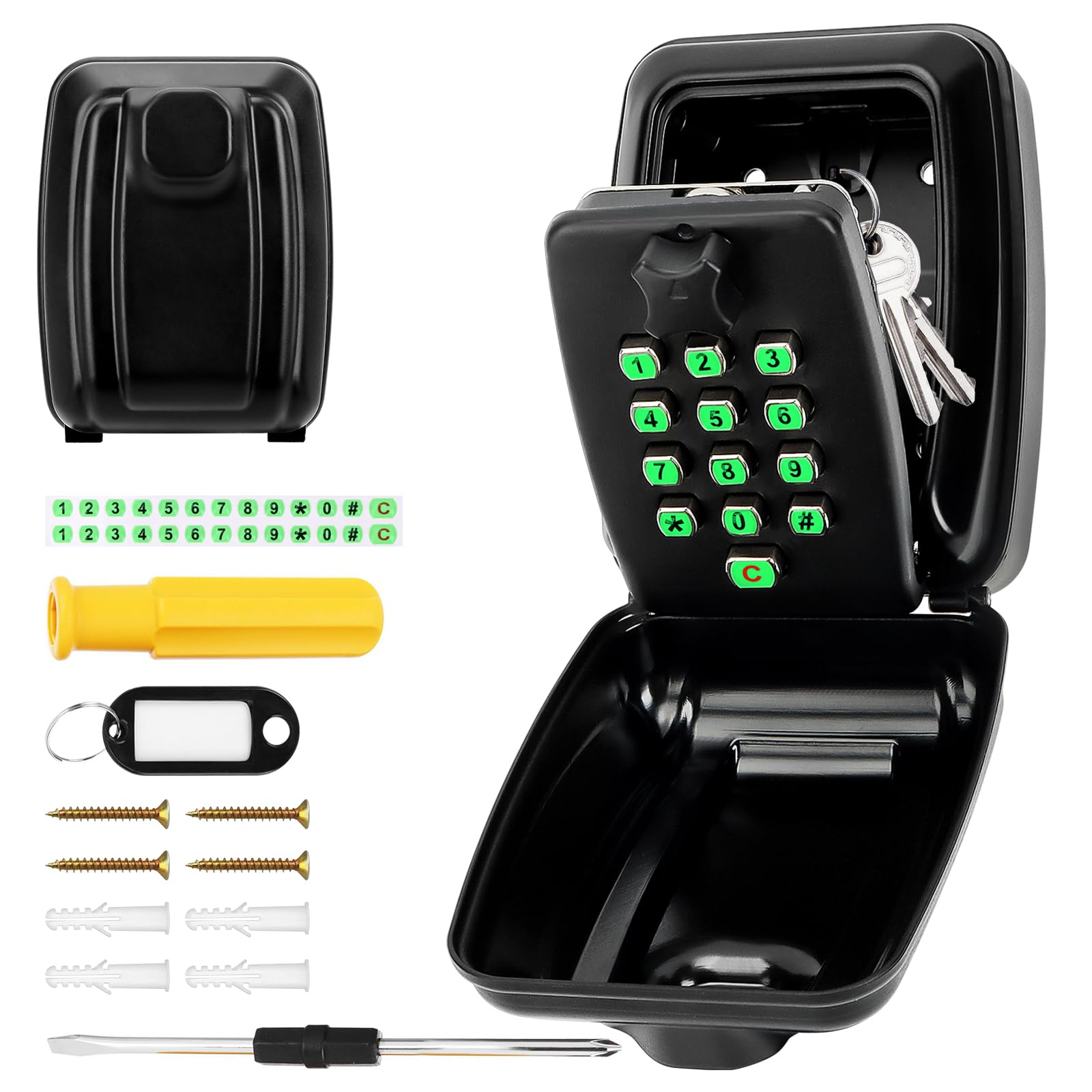 TBRFP ​Police Approved Key Safe Outdoor Wall Mounted,12-Digit Code Key Lock Box with Weatherproof Cover & Illuminated Buttons for Home Garage Office