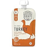 Serenity Kids 6+ Months Organic Turkey Baby Food Pouches - 5g Protein Pouch for Toddler Snacks - No Added Sugar Pumpkin Puree Toddler Meals - BPA-Free On-the-Go for Baby Essentials - 3.5 Oz, 6 Pack