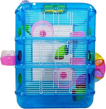 Hamster Cage 3 Story With Tubes Perfect For Hamsters And Gerbils M W Blue Amazon Co Uk Pet Supplies