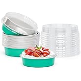 Beasea Elegant Blue 8 Oz Mini Pie Pans Tart Pans Tin Baking Tins with Lids, 4 Inch 20 Pack Disposable Baking Pans For Cake Tart Quiche