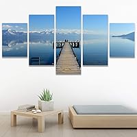 SIGNWIN 5 Panel Canvas Wall Art Modern Art Farmhouse/Country Lake Multicolor Nature Photography Relax/Calm for Home Decorations Ready to Hang - 60