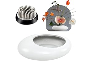 ELIFINDS Flower Frog Vase Kit, Ikebana Flower Arrangement, Ceramic Water Drop Flower Pot & Flower Frog Flower Arrangement Vase Kit (White Small Size)