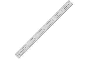 PEC Tools 6" Stainless Steel Ruler, 1/50" Thick X 1/2" Wide, Machinist Metal Ruler Scale with Markings 1/10", 1/50", 1/32", 1/64, Tempered Steel, Made in USA