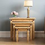Vida Designs Corona Nest of Tables Rectangular Waxed Pine Rustic 28.5 x 60 x 50 view 3