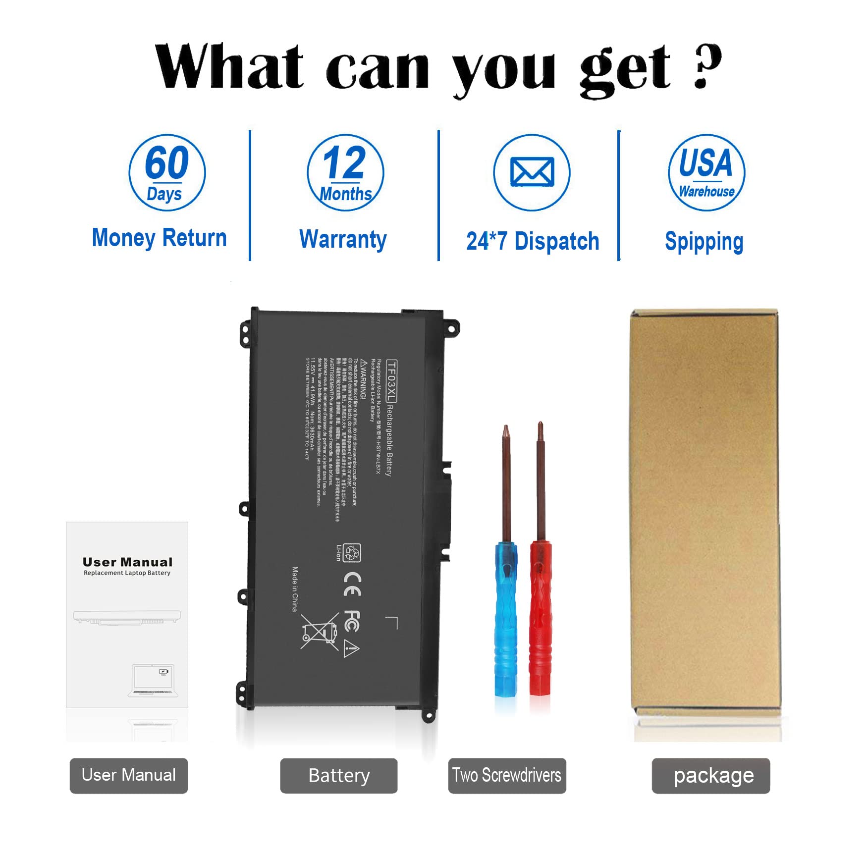 TF03XL Laptop Akku für HP Pavilion X360 14-bf0xx 14-bk0xx 14-bp0xx 14