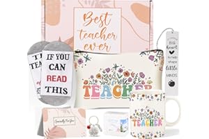 Teacher Appreciation Gifts for Women, Unique Christmas Gifts Ideas from Mom Sister, Funny 11oz Teacher Coffee Mug Socks Thank