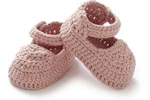 Hadetoto Baby Booties Newborn Baby Mary Jane Shoes Hand Crochet Knit First Walkers Cotton Infant Bootie