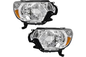 ADCARLIGHTS Compatible with 2012 2013 2014 2015 Toyota Tacoma Headlights Chrome Housing Amber Reflector Driver and Passenger Side