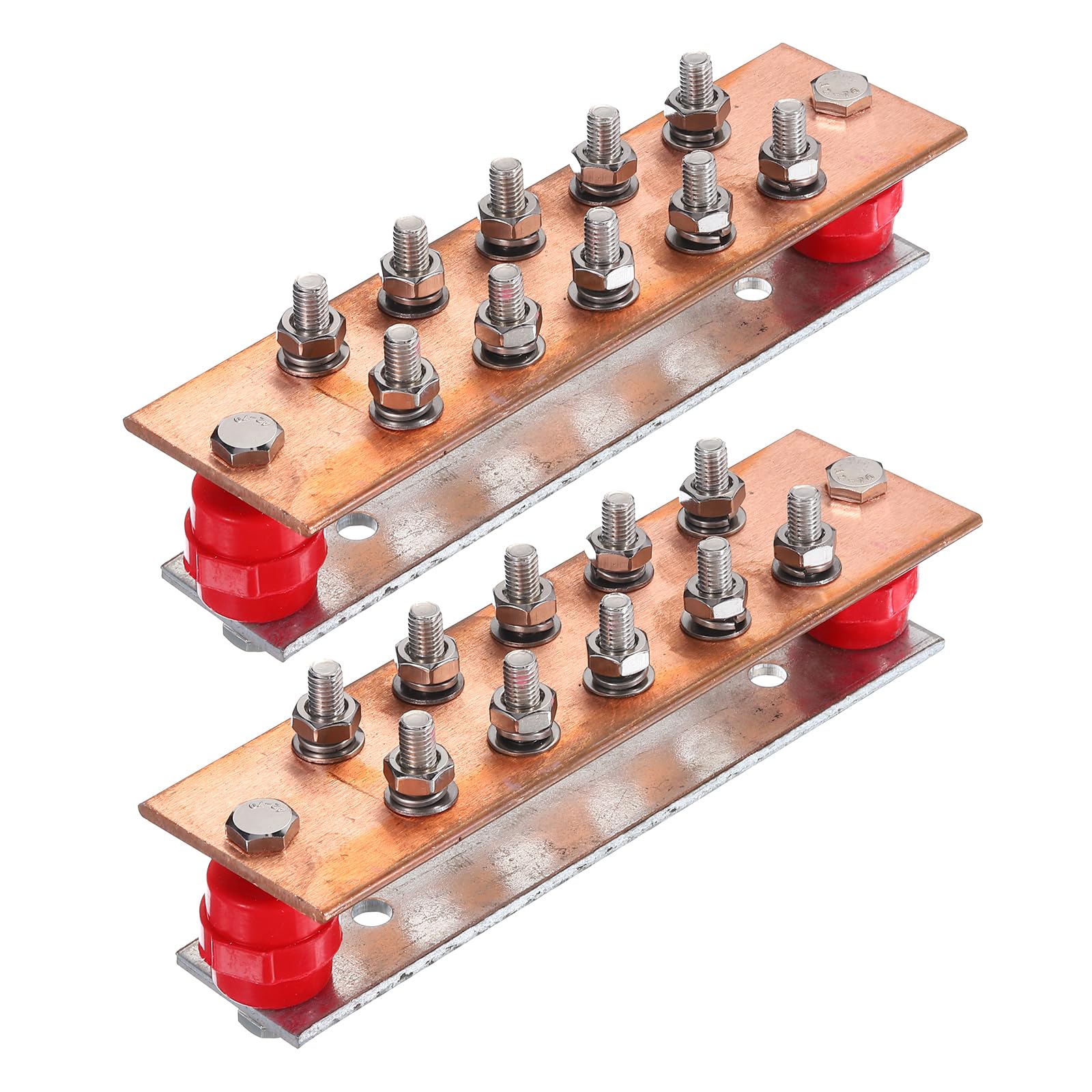 uxcell 2 Set Wall Mounted 4mm Copper Ground Bar with 10 Terminal Positions Ground Bar Kits